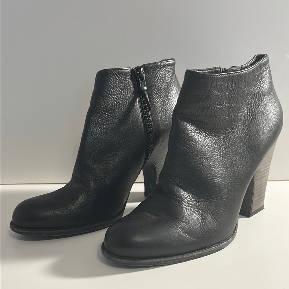 Stuart Weitzman Black Ankle Boots with Chunky Heel